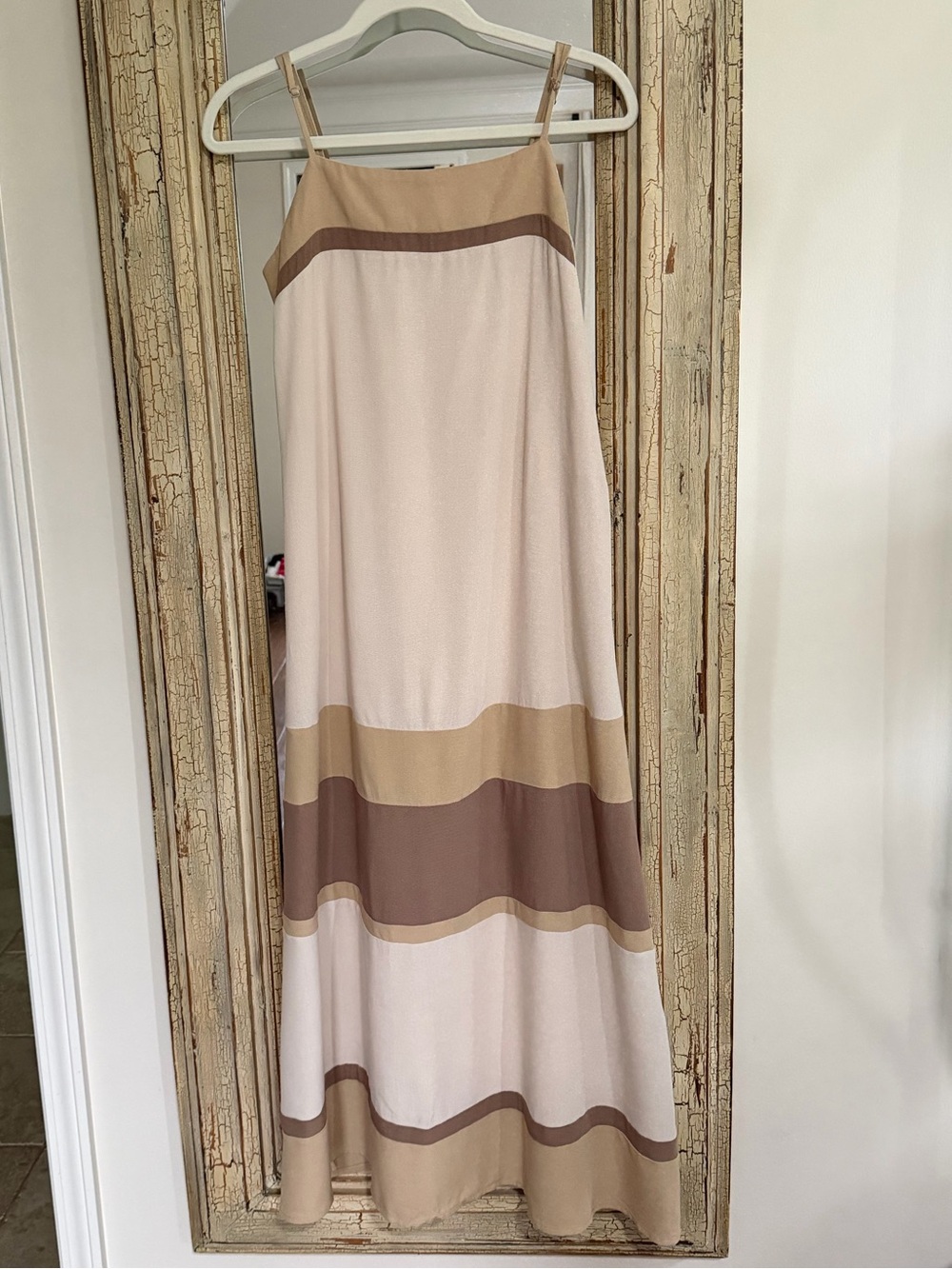Mustard Seed Beige and Brown Colorblock Maxi Skirt